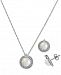 2-Pc. Set Cultured Freshwater Pearl (7-1/2 & 8-1/2mm) & Diamond (1/10 ct. t. w. ) Halo Pendant Necklace & Matching Drop Earrings in Sterling Silver