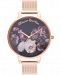 Olivia Burton Women's Fine Art Rose Gold-Tone Stainless Steel Mesh Bracelet Watch 38mm