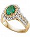 Emerald (7/8 ct. t. w. ), Yellow Diamond (1/2 c. t. t. w. ) & White Diamond (1/4 c. t. t. w. ) Ring in 14k Gold