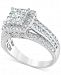 Diamond Halo Three Row Engagement Ring (1-1/2 ct. t. w. ) in 14k White Gold