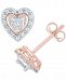 Diamond Heart Stud Earrings (1/10 ct. t. w. ) in Sterling Silver & 14k Rose Gold-Plate
