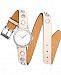 Rebecca Minkoff Women's Bffl Silver-Tone Stud & Blush Double Wrap Leather Strap Watch 25mm