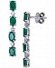 Emerald (4 ct. t. w. ) & White Sapphire (5/8 ct. t. w. ) Linear Drop Earrings in Sterling Silver