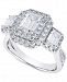 Diamond Three Stone Halo Engagement Ring (2 ct. t. w. ) in 14k White & Yellow Gold