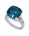 London Blue Topaz (9 ct. t. w. ) & Diamond (1/10 ct. t. w. ) Ring in Sterling Silver