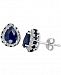 Blue Sapphire (3-1/2 ct. t. w. ) & White Sapphire (1/5 ct. t. w. ) Stud Earrings in 10k White Gold