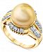 Cultured Golden South Sea Pearl (11mm) & Diamond (3/8 ct. t. w. ) Ring in 14k Gold