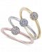 3-Pc. Diamond Tricolor Stack Ring Set (1/3 ct. t. w. ) in 14k Gold, White Gold & Rose Gold