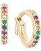 Elsie May Lab-Created Multi-Gemstone (1/6 ct. t. w. ) & Diamond (1/20 ct. t. w. ) Extra-Small Hoop Earrings in 18k Gold-Plated Sterling Silver, 0.35"