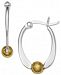 Giani Bernini Two-Tone Bead Oval Hoop Earrings in Sterling Silver & 18K Gold-Plate, Created for Macy's
