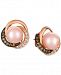 Le Vian Chocolatier Cultured Pink Freshwater Pearl (7-1/2mm) & Diamond (1/4 ct. t. w. ) Stud Earrings in 14k Rose Gold