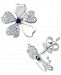 Effy Sapphire (1/10 ct. t. w. ) & Diamond (3/8 ct. t. w. ) Flower Stud Earrings in 14k White Gold