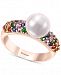 Effy Multi-Gemstone (7/8 ct. t. w. ) & Cultured Freshwater Pearl (8mm) Statement Ring in 14k Rose Gold