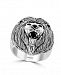 Effy Men's Certified Ruby and Onyx Lion Ring in Sterling Silver