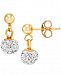 Crystal Ball Dangle Drop Earrings in 10k Gold