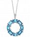 Effy Blue Topaz (4-1/10 ct. t. w. ) & Diamond (1/6 ct. t. w. ) Circle 18" Pendant Necklace in 14k White Gold