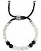 Esquire Men's Jewelry Onyx & Howlite Black Cord Bolo Bracelet in Sterling Silver, Created for Macy's