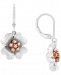 Diamond Flower Drop Earrings (1/10 ct. t. w. ) in Sterling Silver & Pink Rhodium
