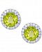 Peridot (1-1/8 ct. t. w. ) & Lab-Created White Sapphire (1/5 ct. t. w. ) Halo Stud Earrings in Sterling Silver