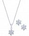 Giani Bernini Cubic Zirconia Flower Pendant Necklace and Stud Earrings Set in 18k Gold-Plated Sterling Silver and Sterling Silver, Created for Macy's
