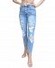 Almost Famous Juniors' Button-Fly Destructed High-Rise Mom Jeans