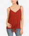 Hippie Rose Juniors' Tie-Front Waffle-Knit Tank Top