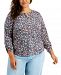 Style & Co Plus Size Cotton Floral-Print Top, Created for Macy's