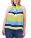 1. state Plus Size Printed Tie-Neck Top