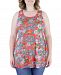 Plus Size Flared Loose Fit Floral Tank Top