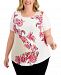 Jm Collection Plus Size Printed Short-Sleeved Top, Created for Macy's