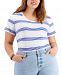 Style & Co Plus Size Cotton Striped T-Shirt, Created for Macy's