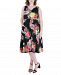 Plus Size Sleeveless V Neck Floral Pocket Midi Dress