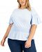 Inc International Concepts Plus Size Cotton Smocked-Waist Top, Created for Macy's