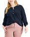 Style & Co Plus Size Cotton Roll-Tab Henley Top, Created for Macy's