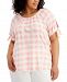 Style & Co Plus Size Gingham On/Off-The-Shoulder Top, Created for Macy's