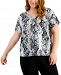 Ideology Plus Size Snakeskin-Print Top, Created for Macy's