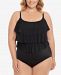 Swim Solutions Plus Size Triple Tiered Tummy-Control One-Piece Swimsuit, Created for Macy's Women's Swimsuit