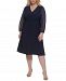 Jessica Howard Plus Size Chiffon-Sleeve Midi Dress