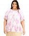 Alfani Plus Size Printed Pleated Top, Created for Macy's