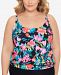Swim Solutions Plus Size In Living Color Blouson Tankini Top, Created for Macy's Women's Swimsuit