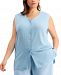 Alfani Plus Size Sleeveless Button-Up Top, Created for Macy's