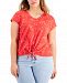 Style & Co Plus Size Printed Tie-Front Top, Created for Macy's