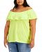 Style & Co Plus Size Cotton Printed Off-The-Shoulder Top, Created for Macy's