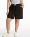 Plus Size Logo Patch High Waisted Shorts