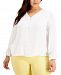 Alfani Plus Size Solid Button-Down Top, Created For Macy's