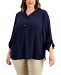 Jm Collection Plus Size Roll-Sleeve Top, Created for Macy's