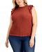 Inc International Concepts Plus Size Ruffled Smocked Top, Created for Macy's