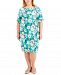 Karen Scott Plus Size Floral-Print Boatneck Dress, Created for Macy's