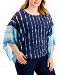 Jm Collection Plus Size Tie-Dyed Flutter-Sleeve Mesh Top, Created for Macy's