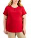 Karen Scott Plus Size Lace-Up T-Shirt, Created for Macy's